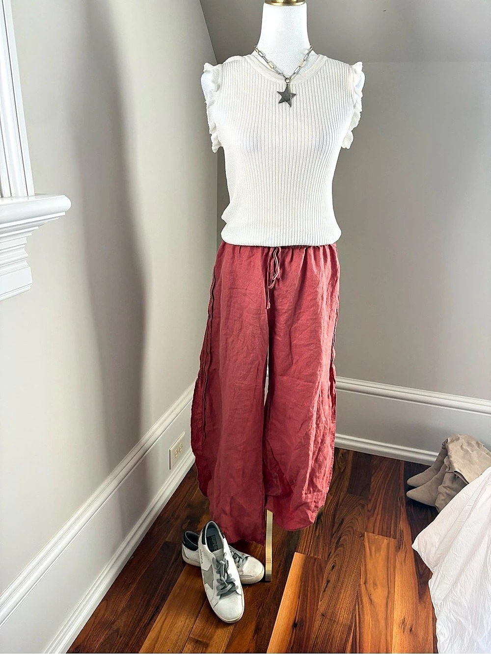 Zara ZW Collection Trousers with Side Vents Pink